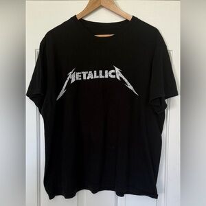 Vintage Metallica Band T-Shirt Black Faded Logo Tee Men’s XL Rock Heavy Metal